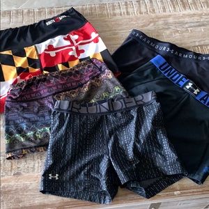 5 pair of Women’s athletic shorts- 3 Under Armour